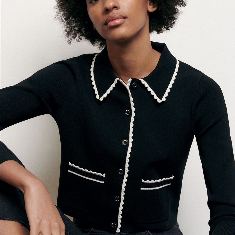 Sandro cropped cardigan with collar